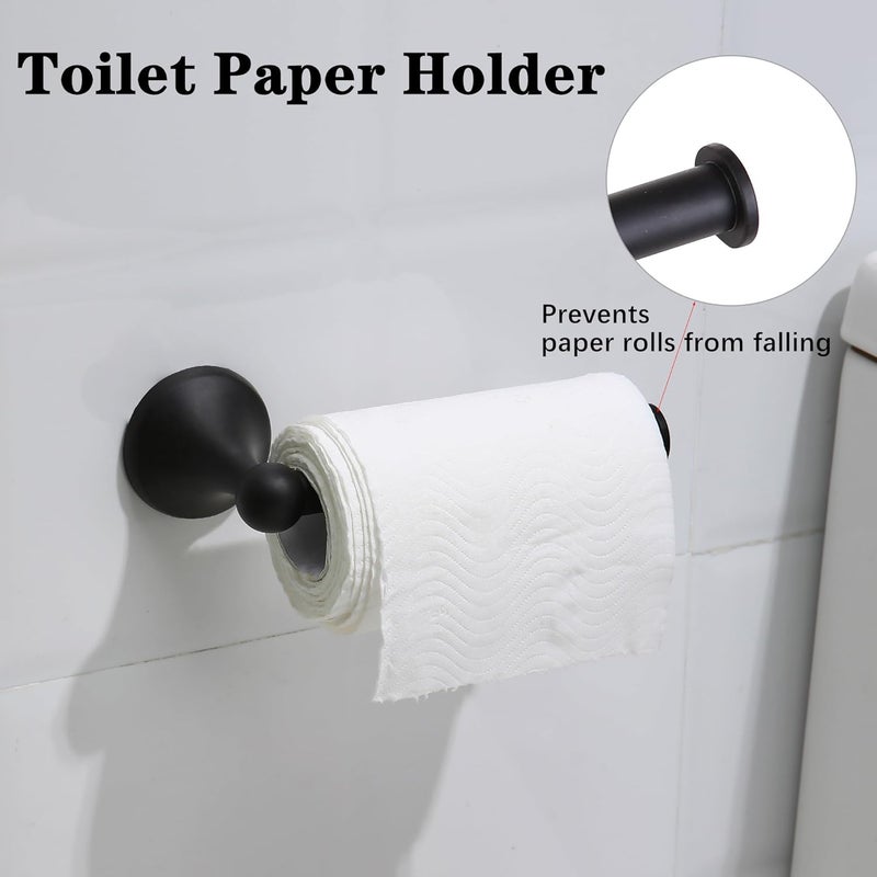 Ntipox 4 Pieces Matte Black Bathroom Hardware Set,Wall Mounted 23.6 inch Towel Bar Set Matte Black,Towel Rack Set,Toilet Paper Holder,Matte Black Bathroom Accessories Set, YM0254-B - Image 5